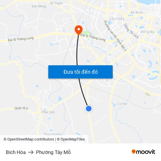 Bích Hòa to Phường Tây Mỗ map