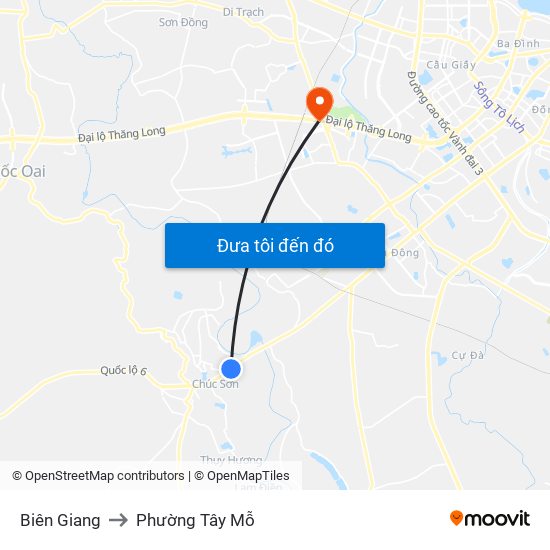 Biên Giang to Phường Tây Mỗ map