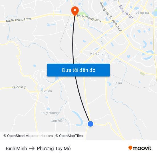 Bình Minh to Phường Tây Mỗ map