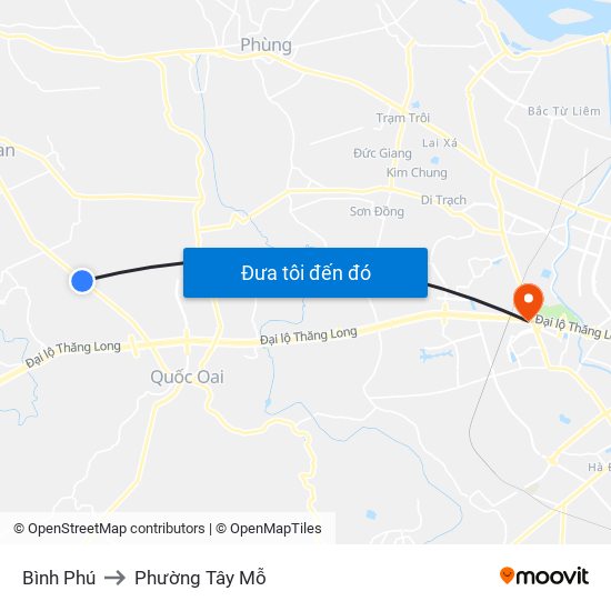 Bình Phú to Phường Tây Mỗ map