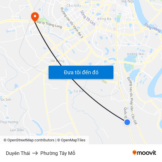 Duyên Thái to Phường Tây Mỗ map