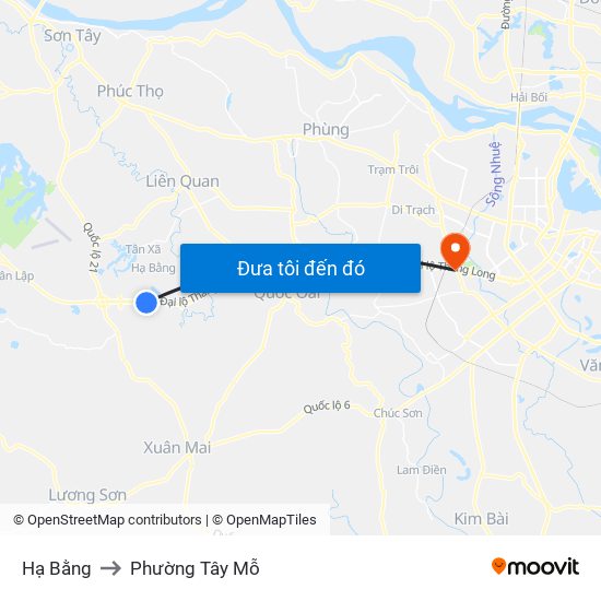 Hạ Bằng to Phường Tây Mỗ map