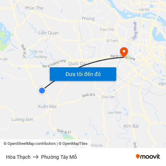 Hòa Thạch to Phường Tây Mỗ map