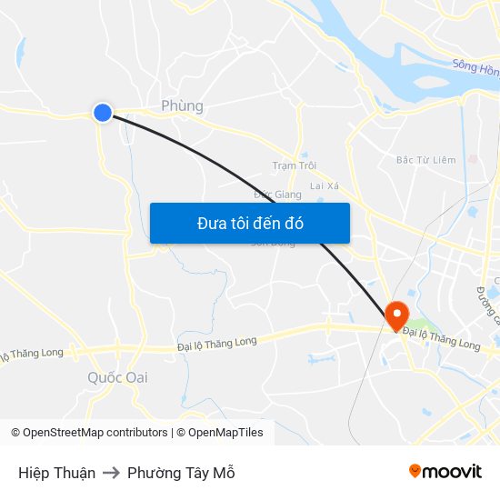 Hiệp Thuận to Phường Tây Mỗ map