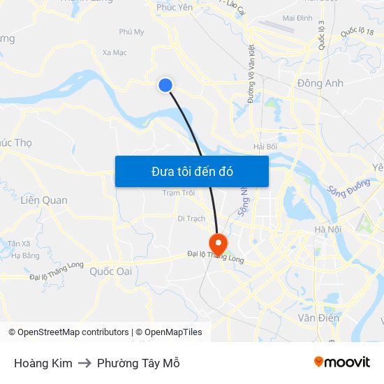 Hoàng Kim to Phường Tây Mỗ map