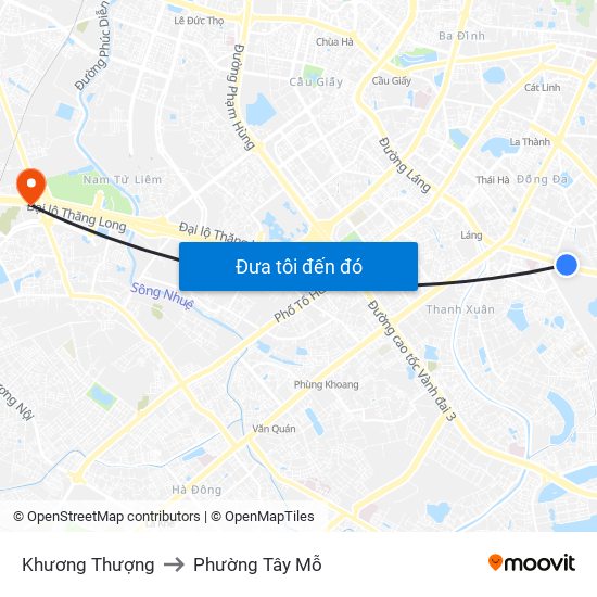 Khương Thượng to Phường Tây Mỗ map