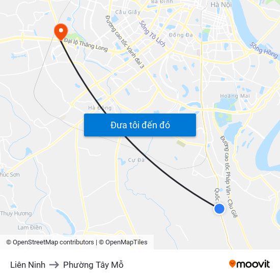 Liên Ninh to Phường Tây Mỗ map