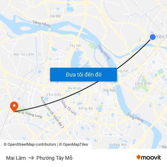 Mai Lâm to Phường Tây Mỗ map