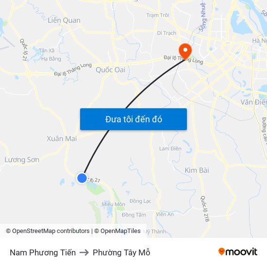 Nam Phương Tiến to Phường Tây Mỗ map