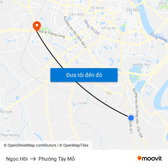 Ngọc Hồi to Phường Tây Mỗ map