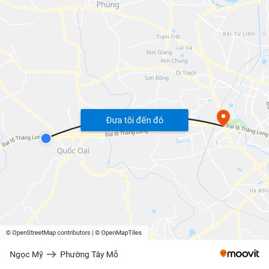 Ngọc Mỹ to Phường Tây Mỗ map