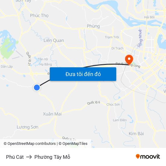 Phú Cát to Phường Tây Mỗ map