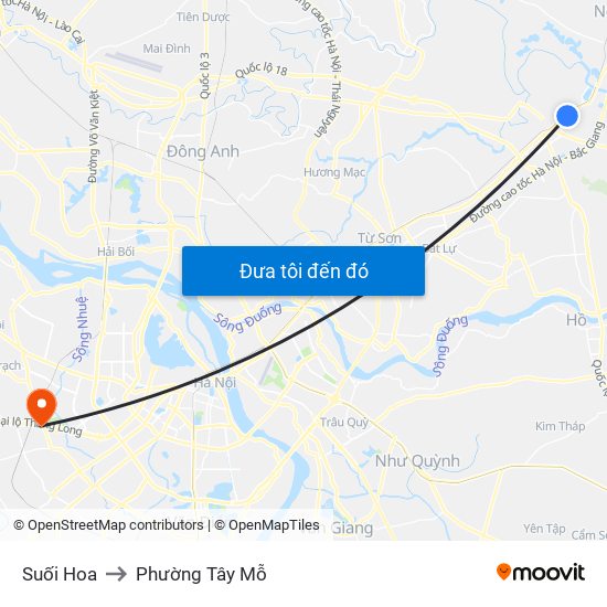 Suối Hoa to Phường Tây Mỗ map