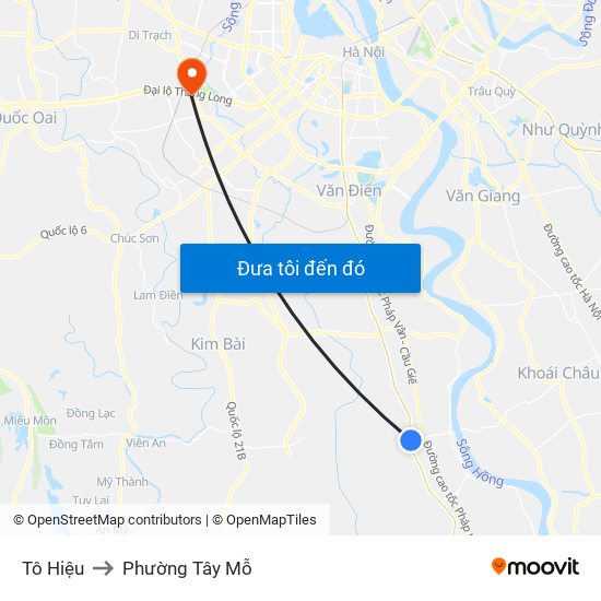 Tô Hiệu to Phường Tây Mỗ map