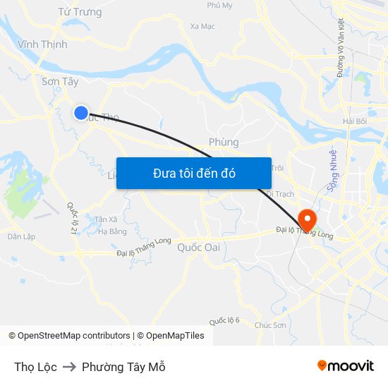 Thọ Lộc to Phường Tây Mỗ map