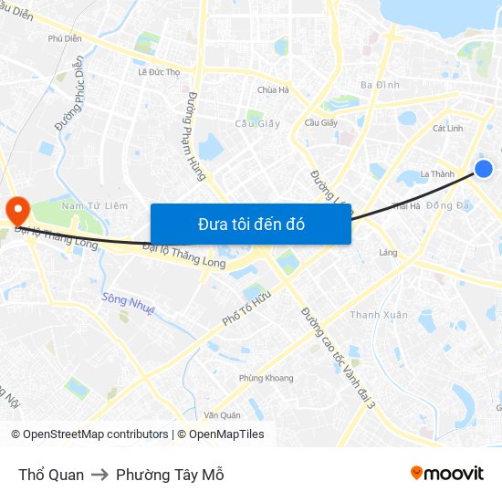 Thổ Quan to Phường Tây Mỗ map