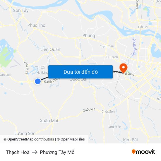 Thạch Hoà to Phường Tây Mỗ map