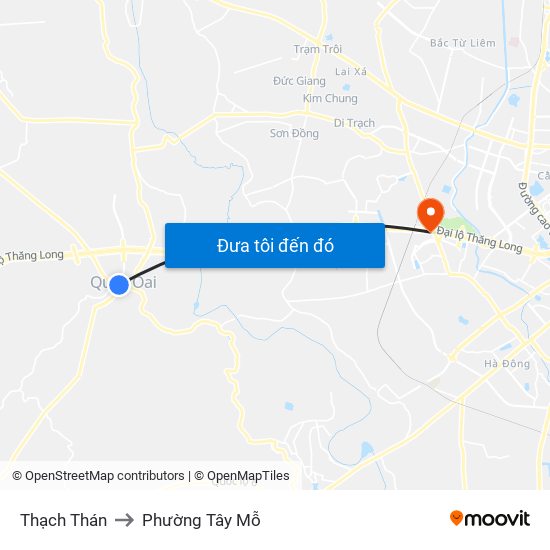 Thạch Thán to Phường Tây Mỗ map