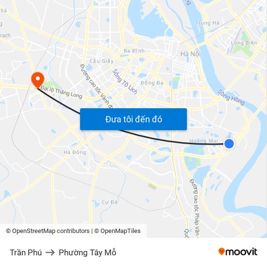 Trần Phú to Phường Tây Mỗ map