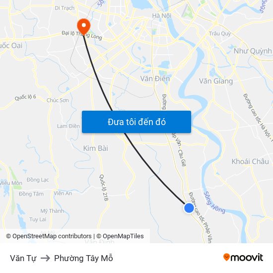 Văn Tự to Phường Tây Mỗ map