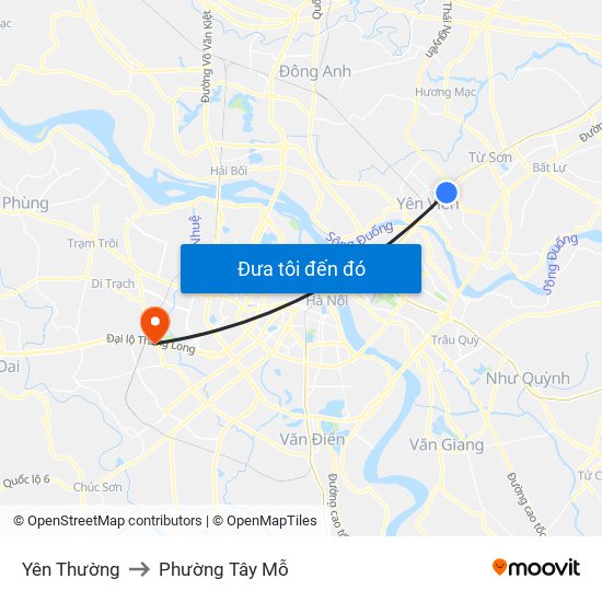 Yên Thường to Phường Tây Mỗ map