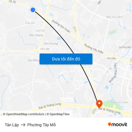 Tân Lập to Phường Tây Mỗ map