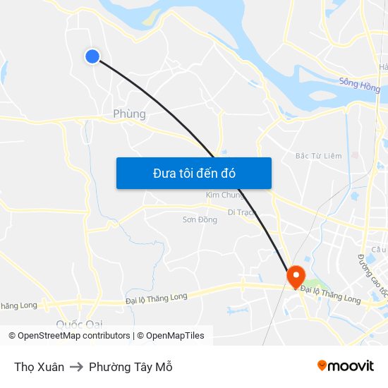 Thọ Xuân to Phường Tây Mỗ map