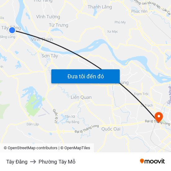 Tây Đằng to Phường Tây Mỗ map