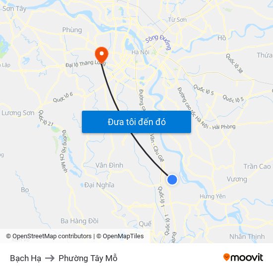 Bạch Hạ to Phường Tây Mỗ map