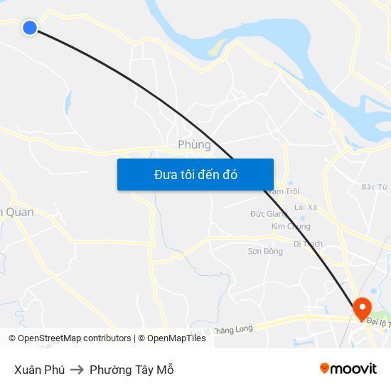Xuân Phú to Phường Tây Mỗ map