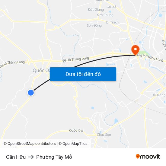 Cấn Hữu to Phường Tây Mỗ map