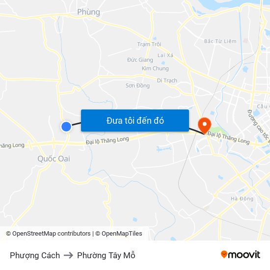 Phượng Cách to Phường Tây Mỗ map