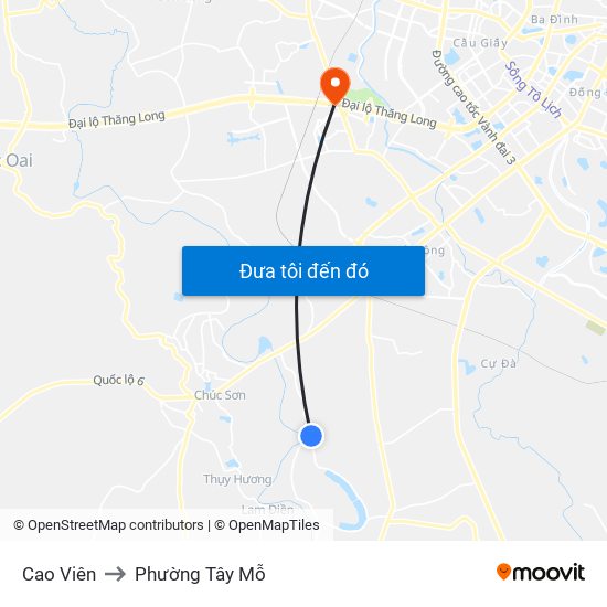 Cao Viên to Phường Tây Mỗ map