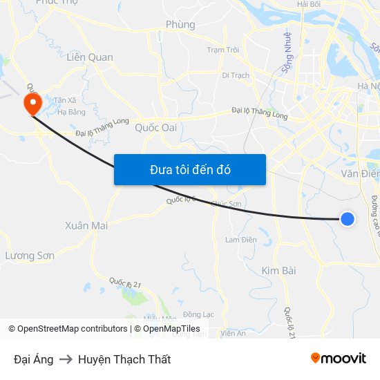 Đại Áng to Huyện Thạch Thất map