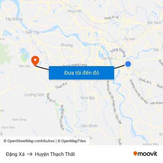 Đặng Xá to Huyện Thạch Thất map