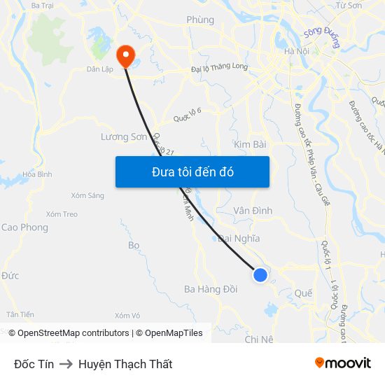 Đốc Tín to Huyện Thạch Thất map