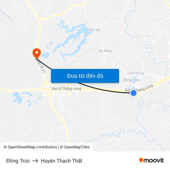Đồng Trúc to Huyện Thạch Thất map