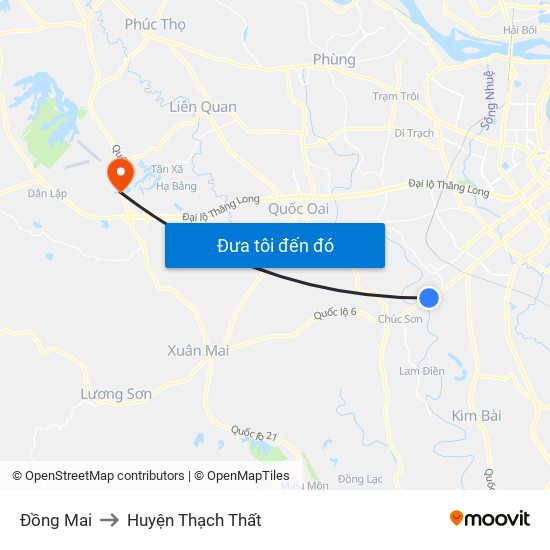 Đồng Mai to Huyện Thạch Thất map