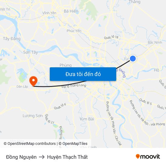 Đồng Nguyên to Huyện Thạch Thất map