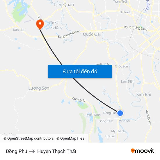 Đồng Phú to Huyện Thạch Thất map