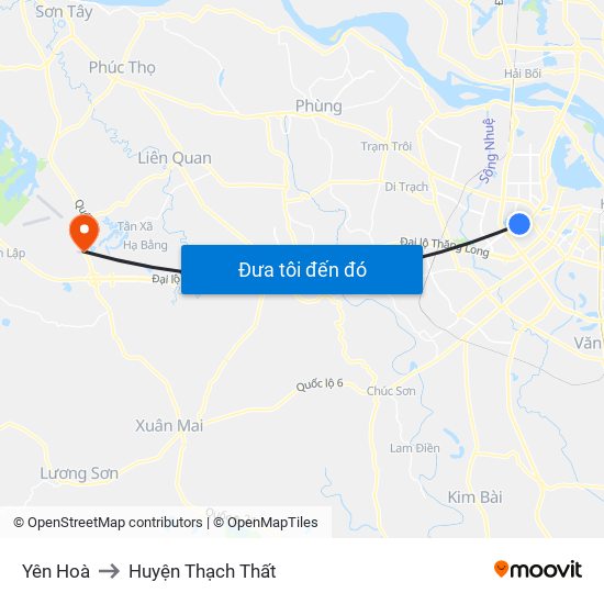 Yên Hoà to Huyện Thạch Thất map