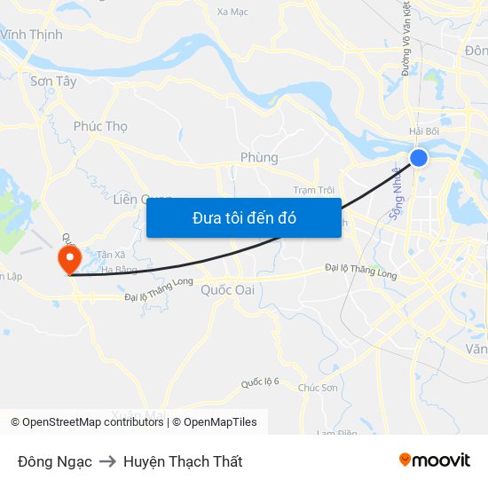 Đông Ngạc to Huyện Thạch Thất map