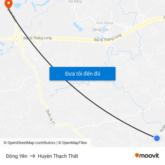 Đông Yên to Huyện Thạch Thất map