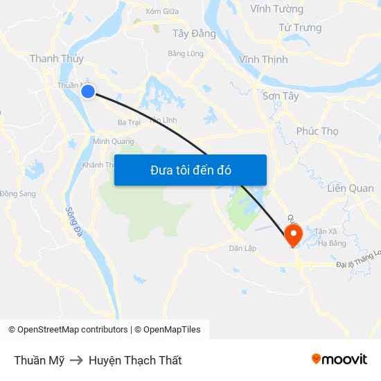 Thuần Mỹ to Huyện Thạch Thất map