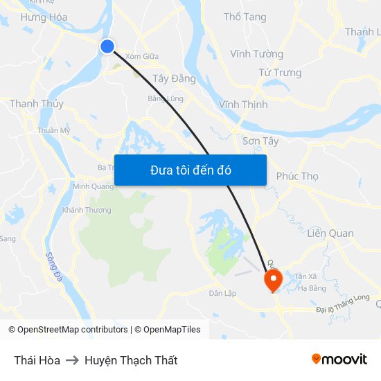 Thái Hòa to Huyện Thạch Thất map