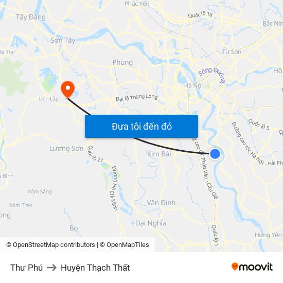 Thư Phú to Huyện Thạch Thất map