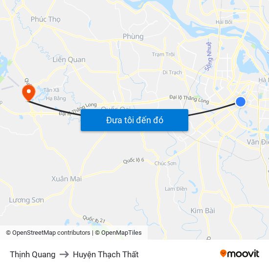 Thịnh Quang to Huyện Thạch Thất map