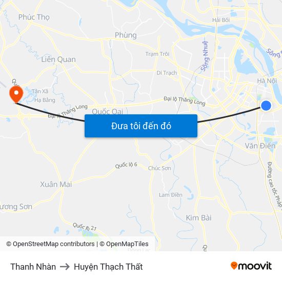 Thanh Nhàn to Huyện Thạch Thất map