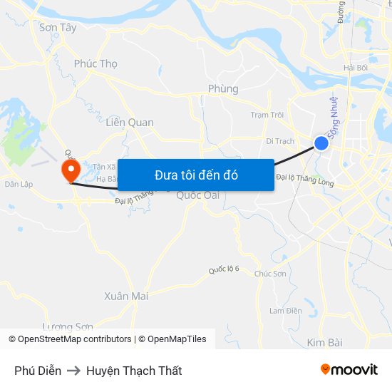 Phú Diễn to Huyện Thạch Thất map