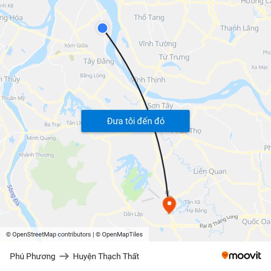 Phú Phương to Huyện Thạch Thất map